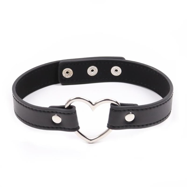 Halsband mit Herzförmigem Bügel, Verstellbar, 41,5 cm, Schwarz von Latetobed BDSM Line | Fesselliebe.de