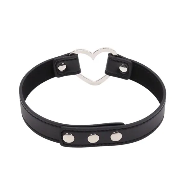 Halsband mit Herzförmigem Bügel, Verstellbar, 41,5 cm, Schwarz von Latetobed BDSM Line | Fesselliebe.de