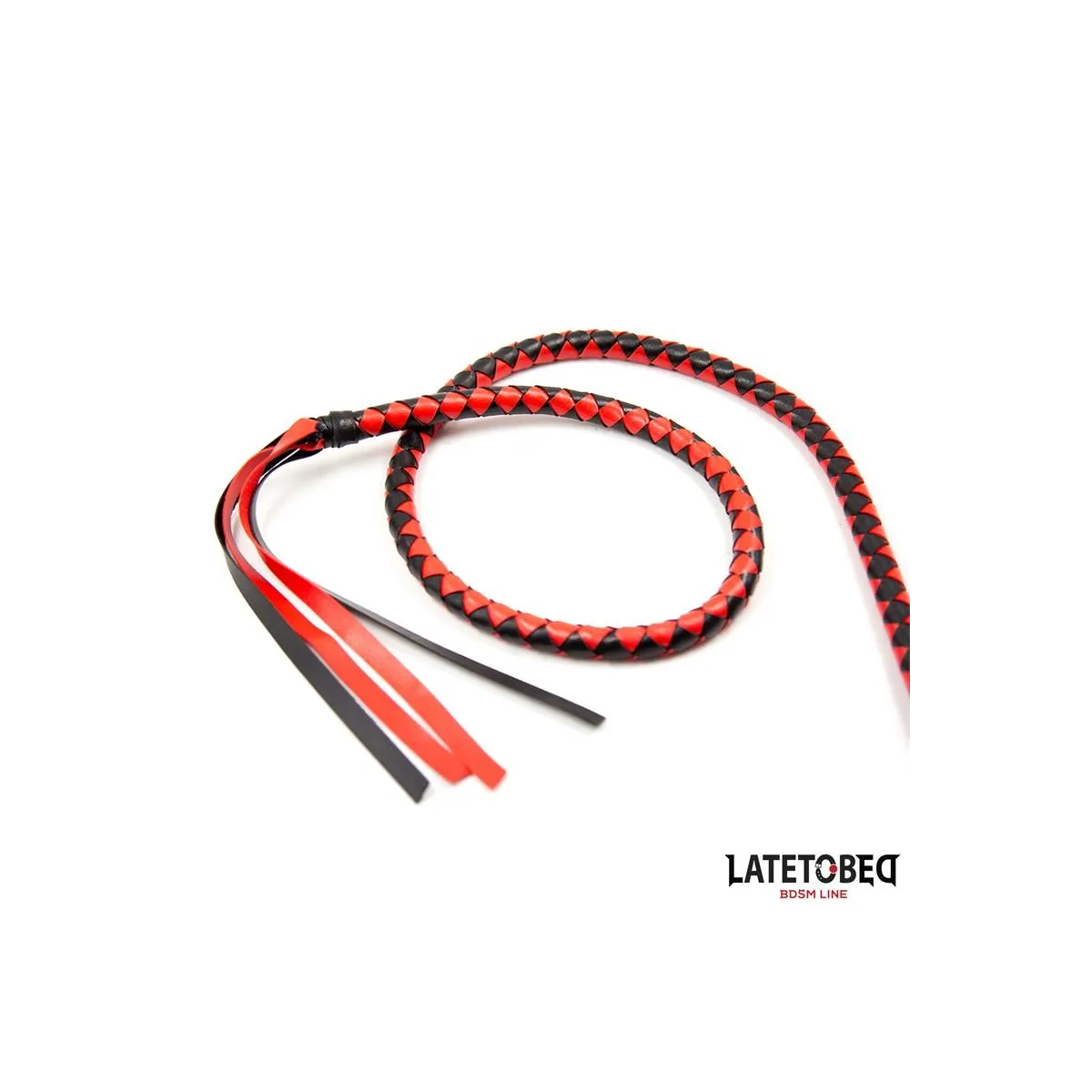 Lange Peitsche, Schwarz und Rot, 210 cm von Latetobed BDSM Line | Fesselliebe.de
