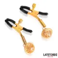 Nippelklemmen mit Glocke Schwarz und Gold von Latetobed BDSM Line