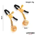Nippelklemmen mit Glocke Schwarz und Gold von Latetobed BDSM Line