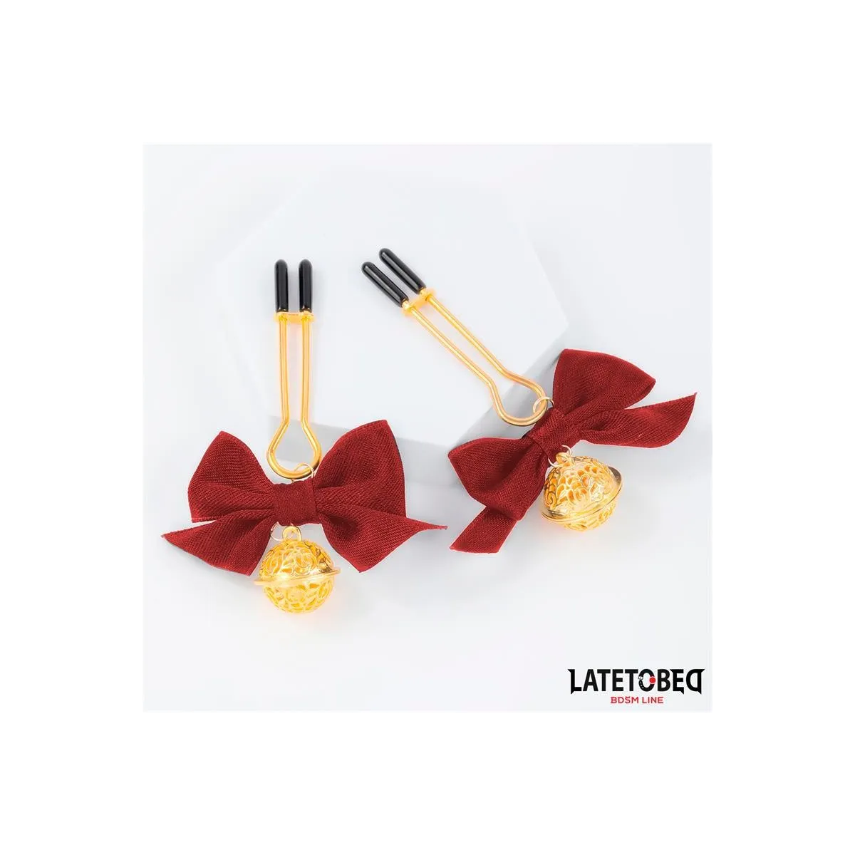 Nippelklemmen mit Roter Schleife von Latetobed BDSM Line | Fesselliebe.de