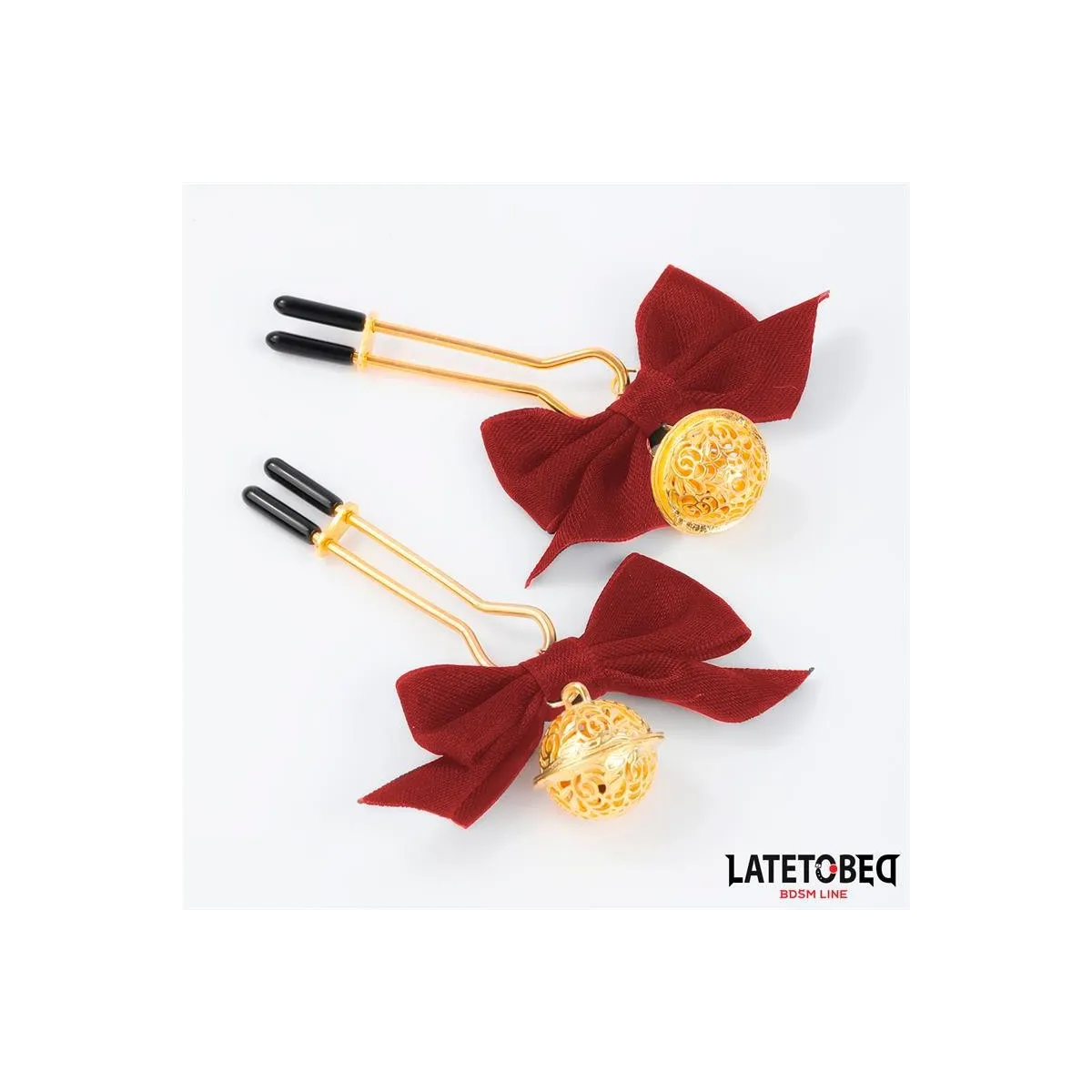 Nippelklemmen mit Roter Schleife von Latetobed BDSM Line | Fesselliebe.de