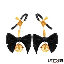 Nippelklemmen mit Schwarzer Schleife von Latetobed BDSM Line | Fesselliebe.de