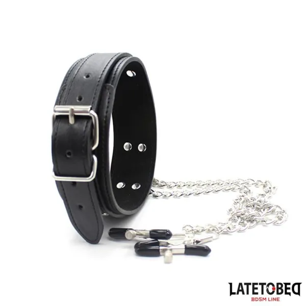 Halsband mit Nippelklemmen von Latetobed BDSM Line | Fesselliebe.de