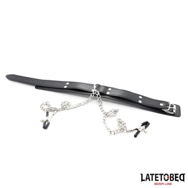 Halsband mit Nippelklemmen von Latetobed BDSM Line | Fesselliebe.de