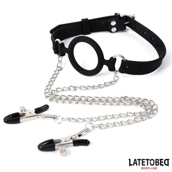 Mundknebel mit Nippelklemmen von Latetobed BDSM Line | Fesselliebe.de