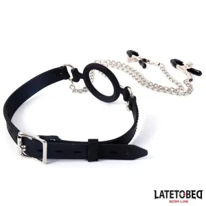 Mundknebel mit Nippelklemmen von Latetobed BDSM Line