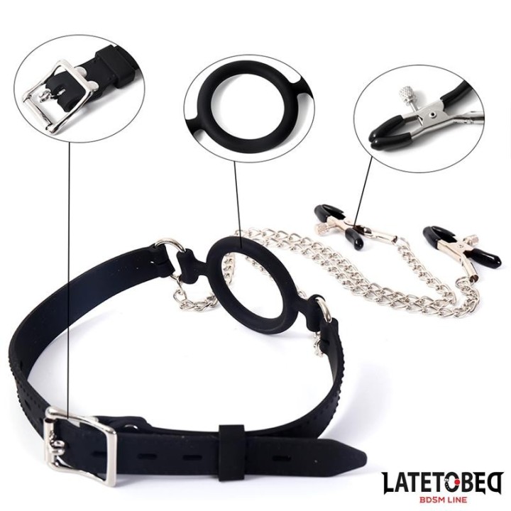Mundknebel mit Nippelklemmen von Latetobed BDSM Line | Fesselliebe.de