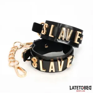 Slave-Fussfesseln mit Goldener Kette von Latetobed BDSM Line