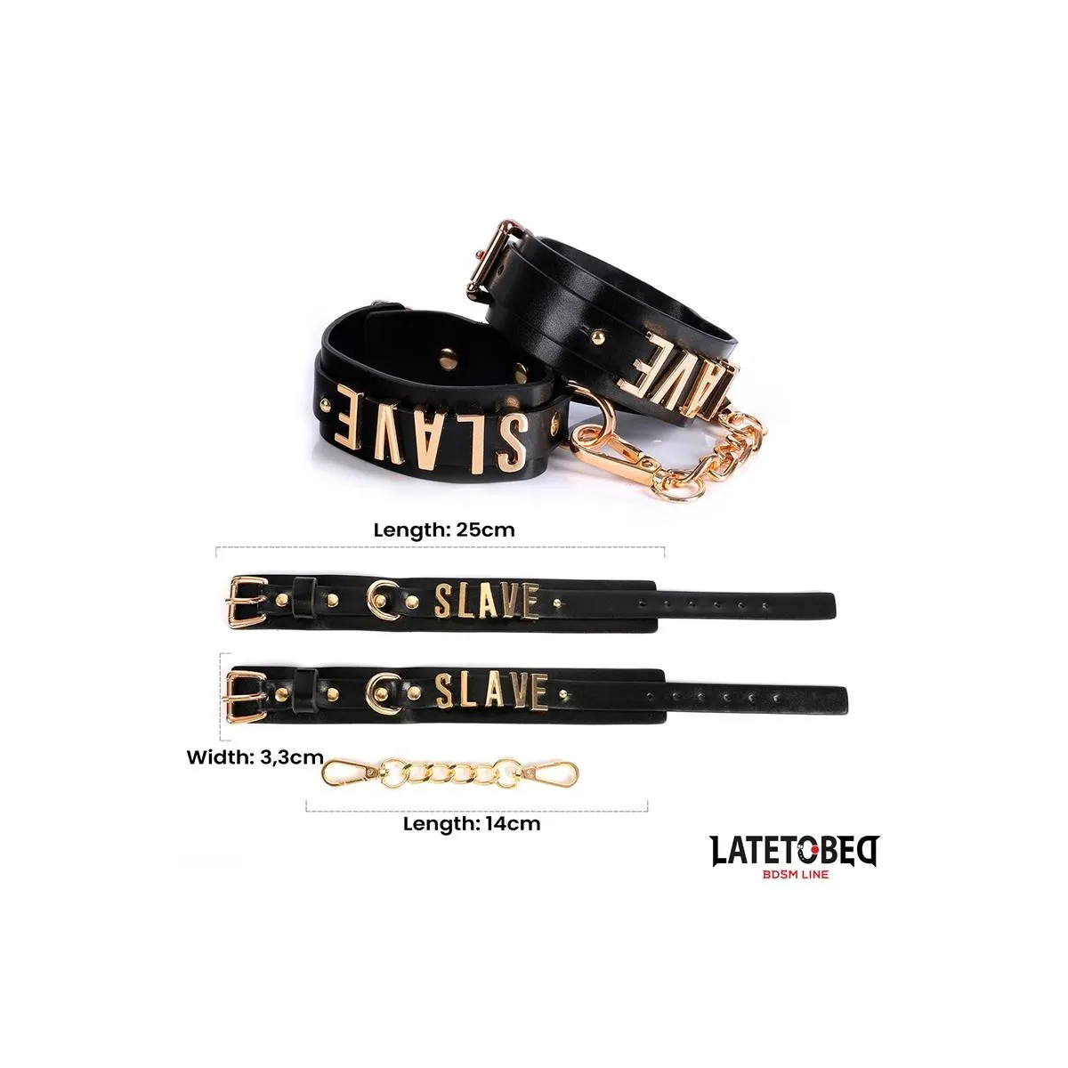 Slave-Fussfesseln mit Goldener Kette von Latetobed BDSM Line | Fesselliebe.de