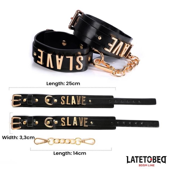Slave-Fussfesseln mit Goldener Kette von Latetobed BDSM Line | Fesselliebe.de