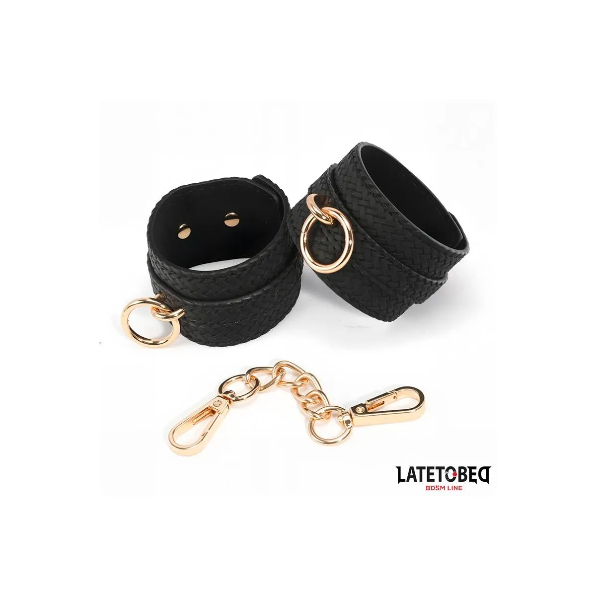 Handfesseln mit Webmuster Goldene Kette von Latetobed BDSM Line | Fesselliebe.de
