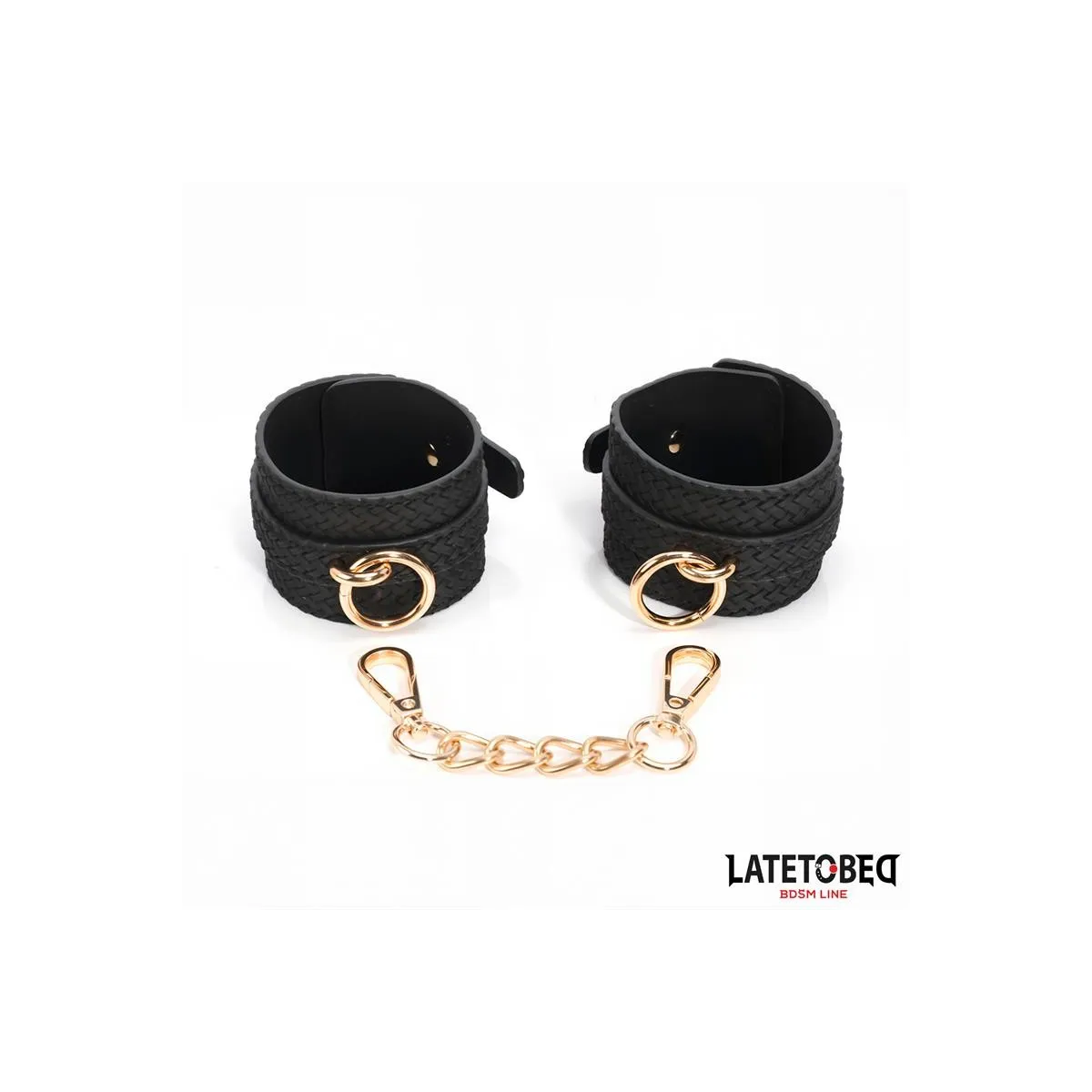 Fussfesseln mit Webmuster und Goldener Kette von Latetobed BDSM Line | Fesselliebe.de