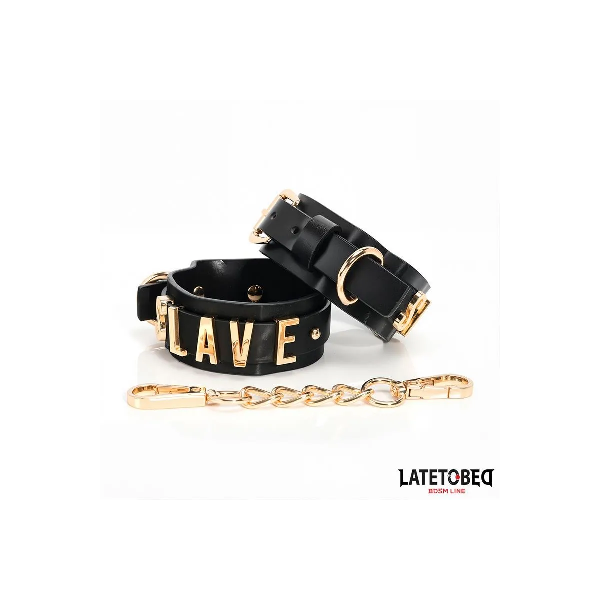 Slave-Handschellen mit Goldener Kette von Latetobed BDSM Line | Fesselliebe.de