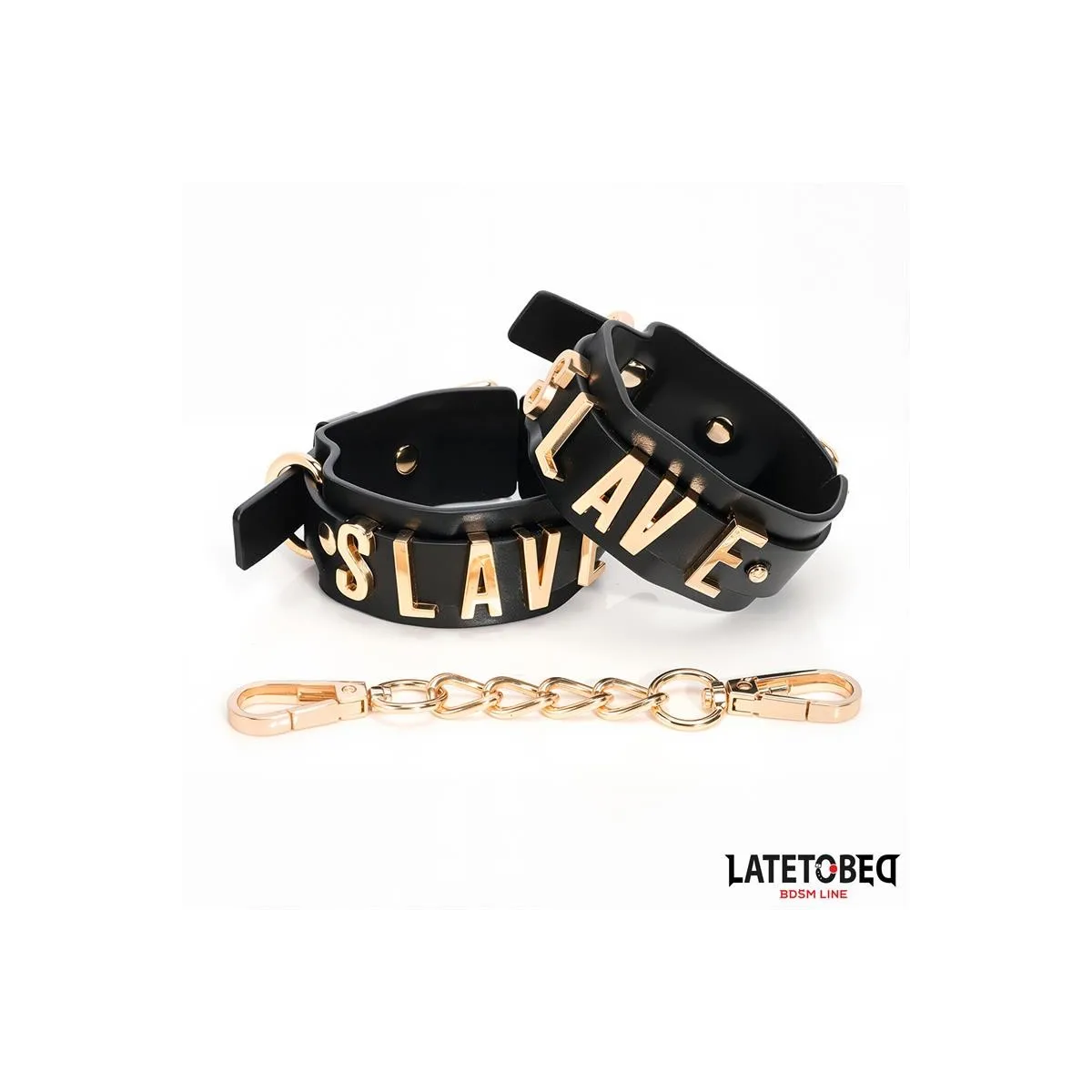 Slave-Handschellen mit Goldener Kette von Latetobed BDSM Line | Fesselliebe.de