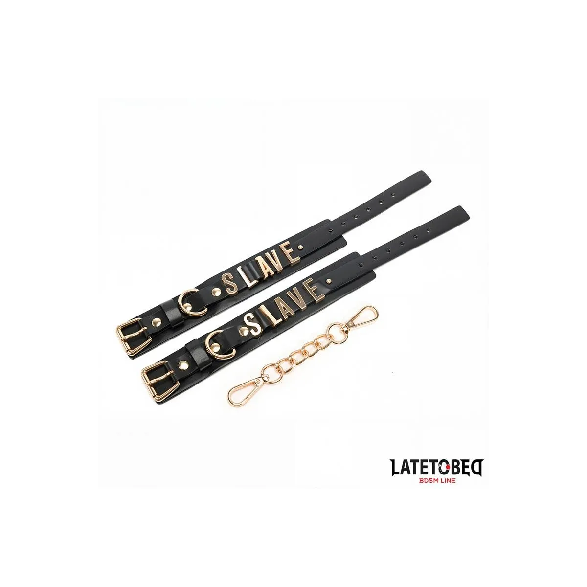 Slave-Handschellen mit Goldener Kette von Latetobed BDSM Line | Fesselliebe.de