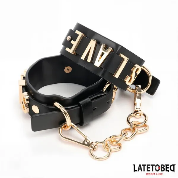 Slave-Handschellen mit Goldener Kette von Latetobed BDSM Line | Fesselliebe.de