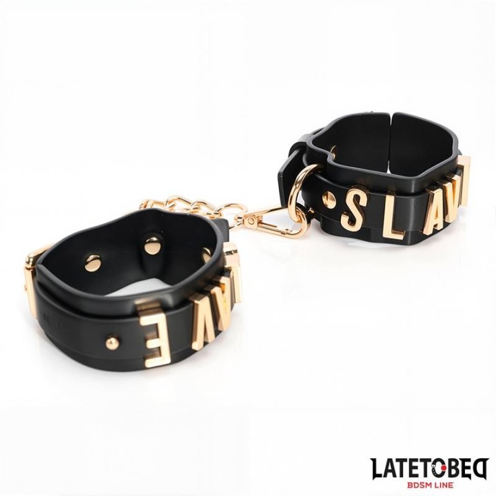 Slave-Handschellen mit Goldener Kette von Latetobed BDSM Line | Fesselliebe.de
