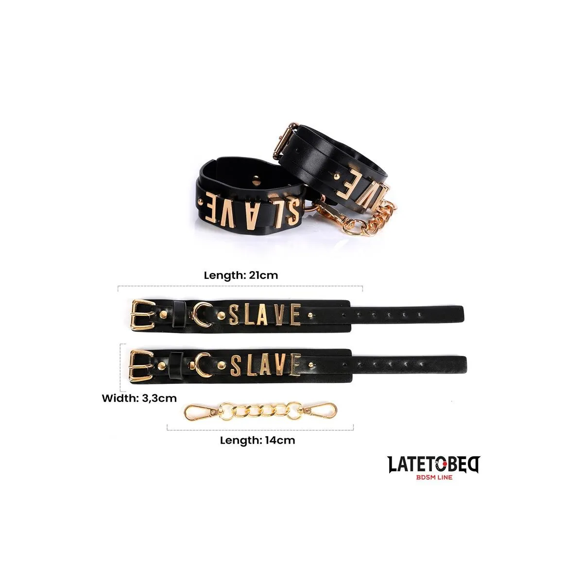 Slave-Handschellen mit Goldener Kette von Latetobed BDSM Line | Fesselliebe.de