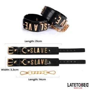 Slave-Handschellen mit Goldener Kette von Latetobed BDSM Line