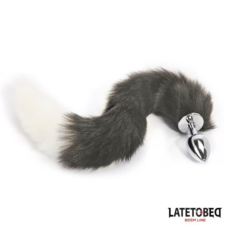 Analplug mit Schwanz Grau und Weiss 40 cm von Latetobed BDSM Line | Fesselliebe.de
