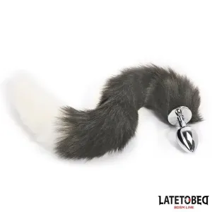 Analplug mit Schwanz Grau und Weiss 40 cm von Latetobed BDSM Line