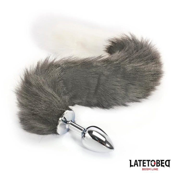 Analplug mit Schwanz Grau und Weiss 40 cm von Latetobed BDSM Line | Fesselliebe.de