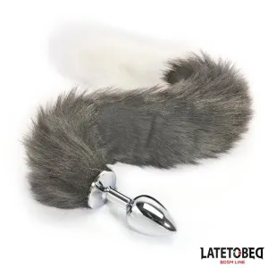 Analplug mit Schwanz Grau und Weiss 40 cm von Latetobed BDSM Line