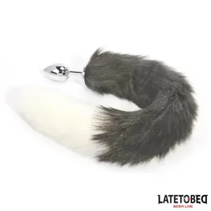 Analplug mit Schwanz Grau und Weiss 40 cm von Latetobed BDSM Line