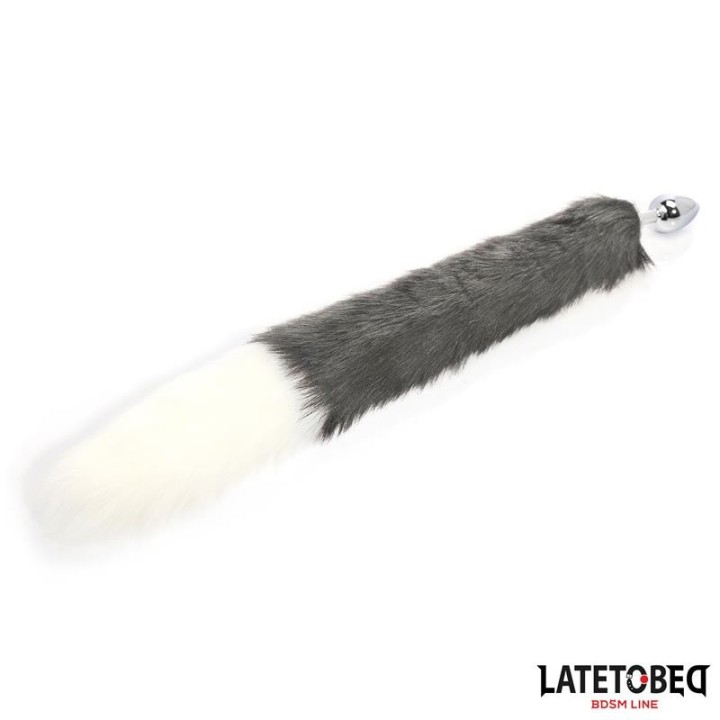 Analplug mit Schwanz Grau und Weiss 40 cm von Latetobed BDSM Line | Fesselliebe.de