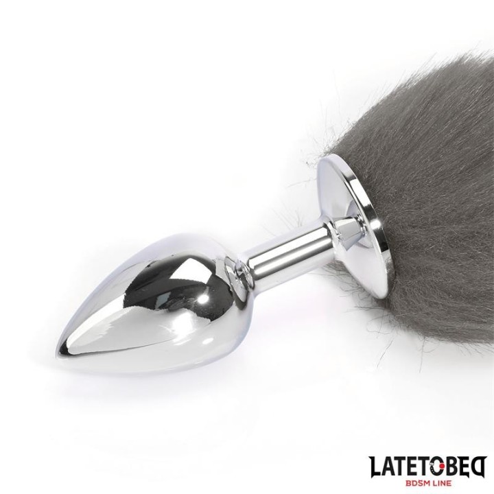 Analplug mit Schwanz Grau und Weiss 40 cm von Latetobed BDSM Line | Fesselliebe.de