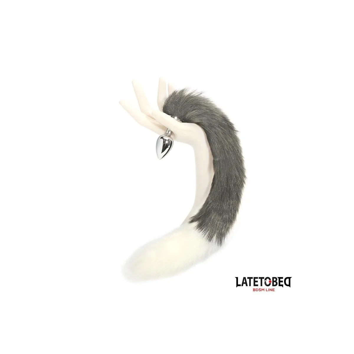 Analplug mit Schwanz Grau und Weiss 40 cm von Latetobed BDSM Line | Fesselliebe.de