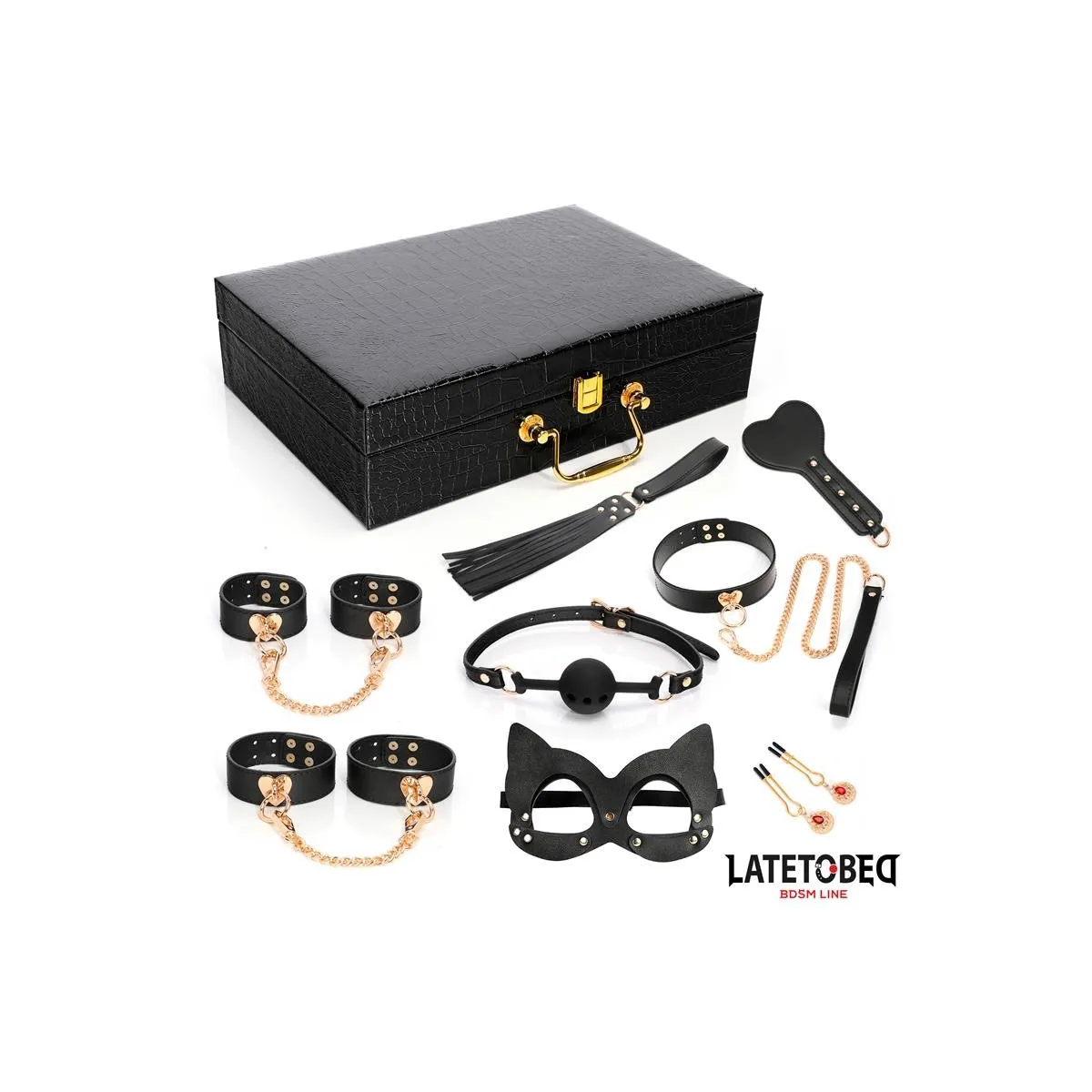 8-Teiliges Leder-Bondage-Set mit Aufbewahrungskoffer von Latetobed BDSM Line | Fesselliebe.de
