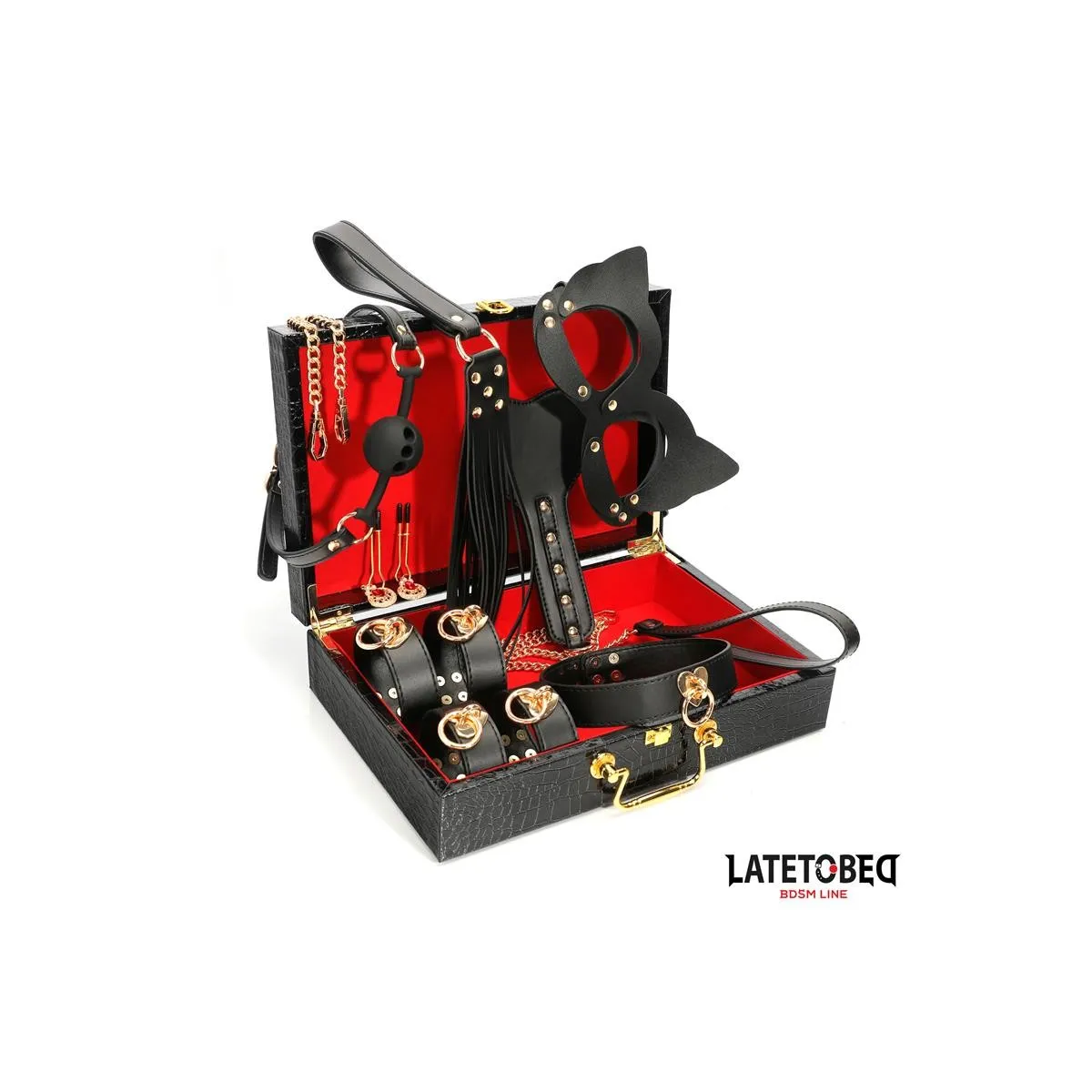 8-Teiliges Leder-Bondage-Set mit Aufbewahrungskoffer von Latetobed BDSM Line | Fesselliebe.de