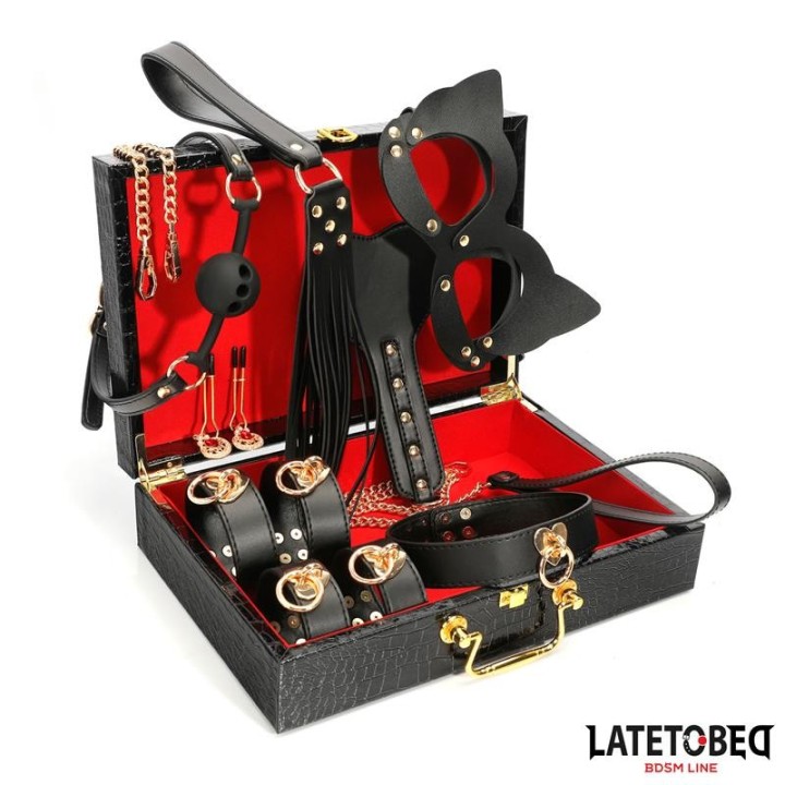 8-Teiliges Leder-Bondage-Set mit Aufbewahrungskoffer von Latetobed BDSM Line | Fesselliebe.de