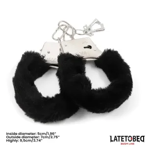 Fellbesetzte Metallfessel Schwarz von Latetobed BDSM Line