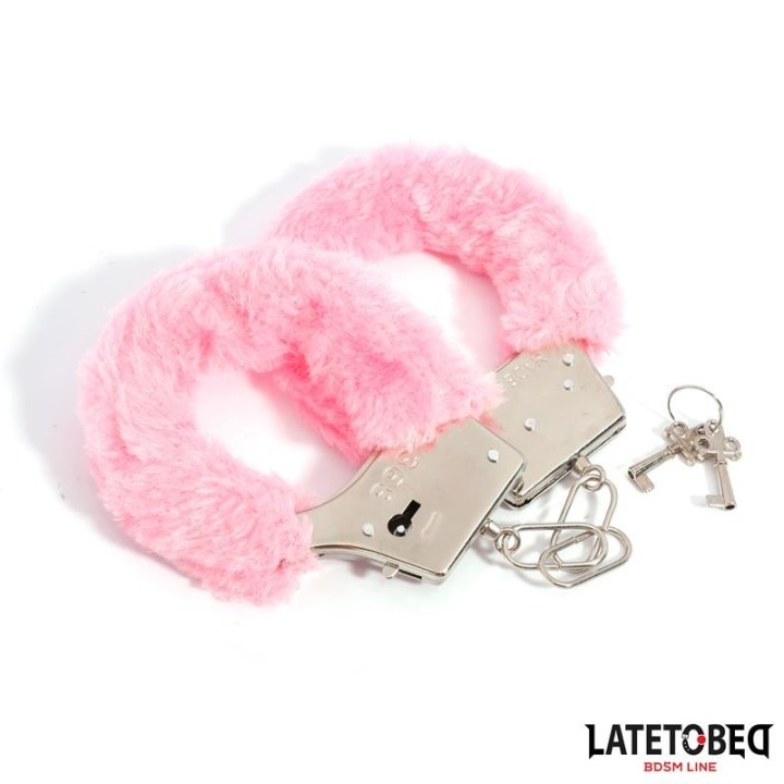 Fellbesetzte Metallfessel Rosa von Latetobed BDSM Line | Fesselliebe.de