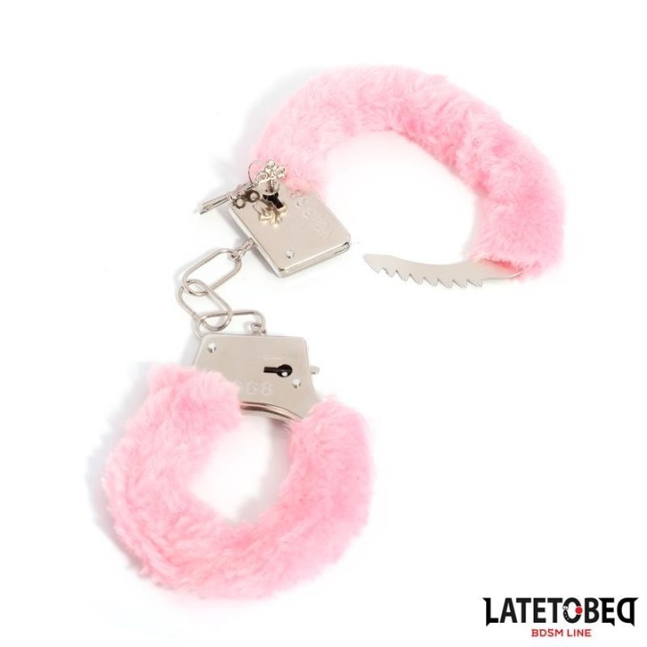 Fellbesetzte Metallfessel Rosa von Latetobed BDSM Line | Fesselliebe.de