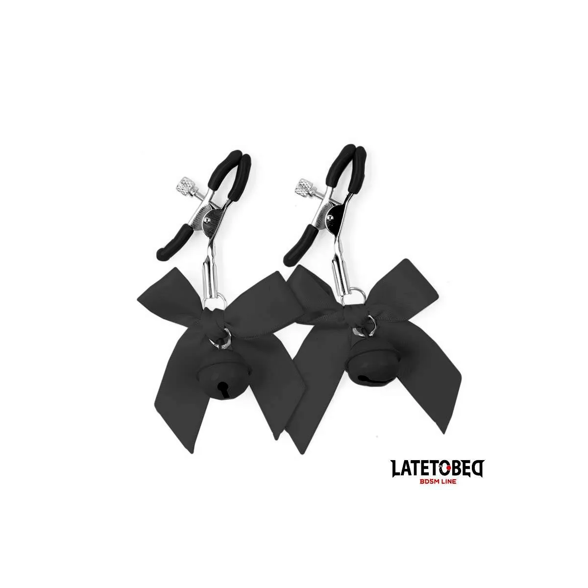 Nippelklemmen mit Glöckchen und Schwarzer Schleife von Latetobed BDSM Line | Fesselliebe.de