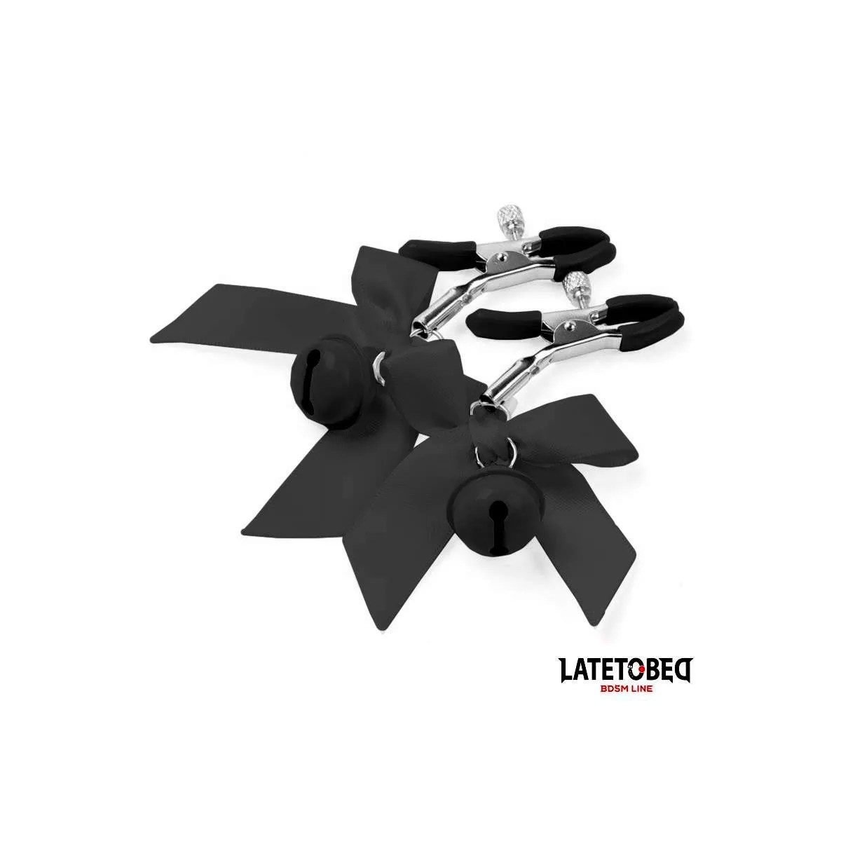 Nippelklemmen mit Glöckchen und Schwarzer Schleife von Latetobed BDSM Line | Fesselliebe.de