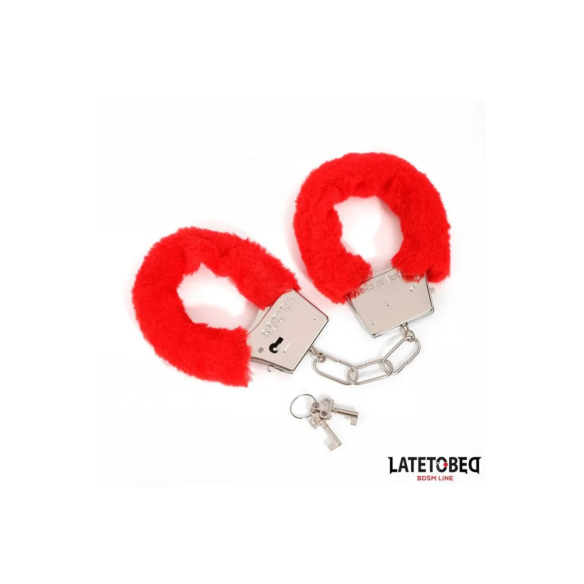 Fellbesetzte Manschette mit Verschluss Rot von Latetobed BDSM Line | Fesselliebe.de