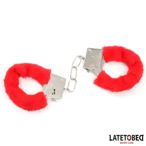 Fellbesetzte Manschette mit Verschluss Rot von Latetobed BDSM Line