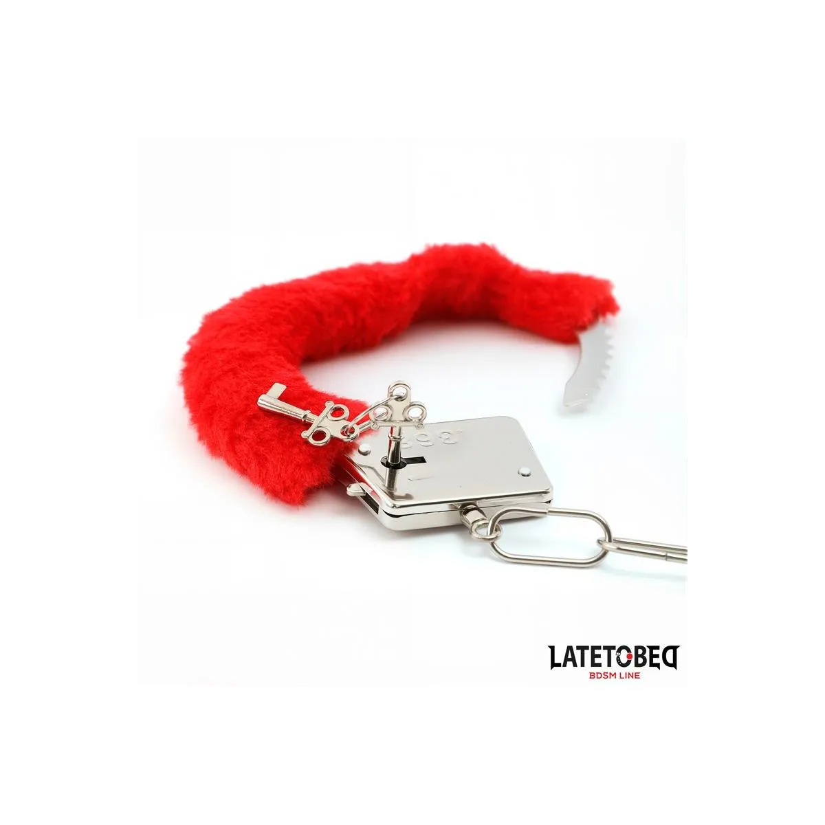Fellbesetzte Manschette mit Verschluss Rot von Latetobed BDSM Line | Fesselliebe.de