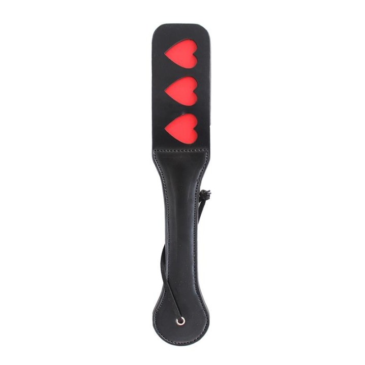 Veganes Leder-Paddel mit Herzen 32 cm von Latetobed BDSM Line | Fesselliebe.de