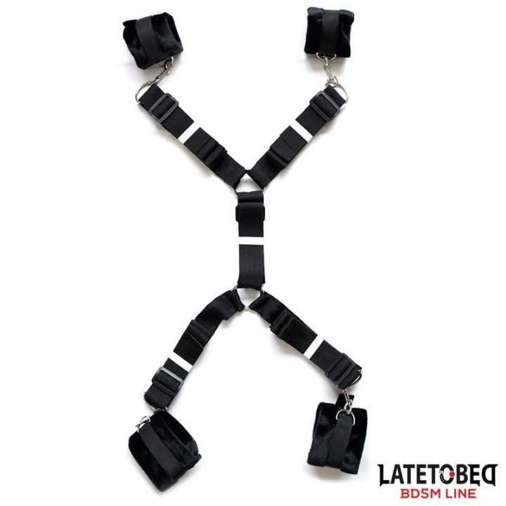 Bettfessel-Set mit Verstellbaren und Abnehmbaren Manschetten von Latetobed BDSM Line | Fesselliebe.de