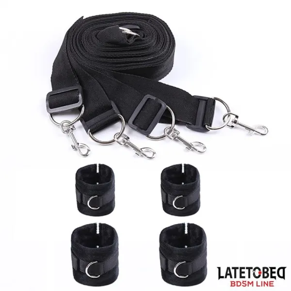 Bettfessel-Set mit Verstellbaren und Abnehmbaren Manschetten von Latetobed BDSM Line | Fesselliebe.de