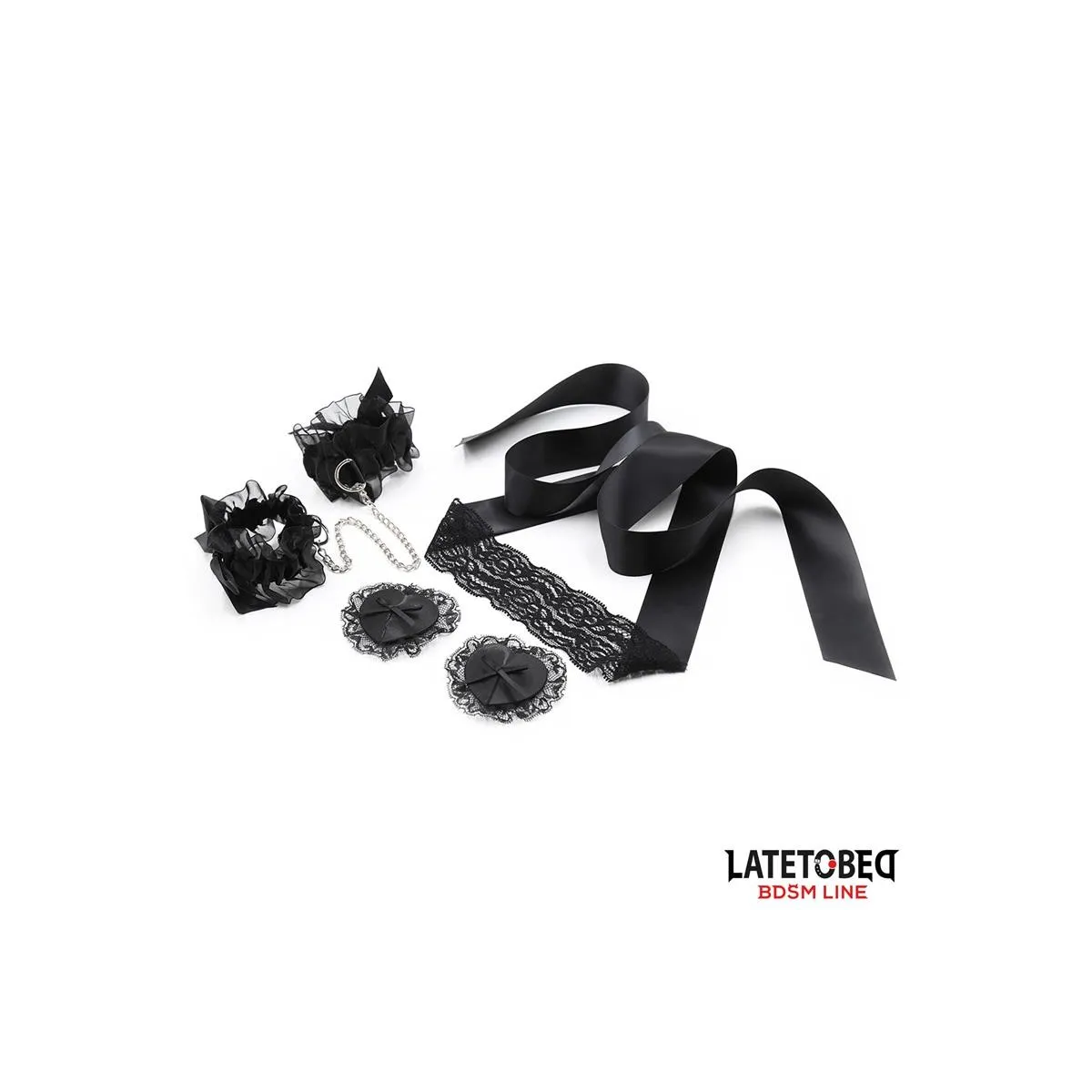 3-Teiliges Bondage-Set Nippelabdeckung, Augenmaske und Handschellen von Latetobed BDSM Line | Fesselliebe.de