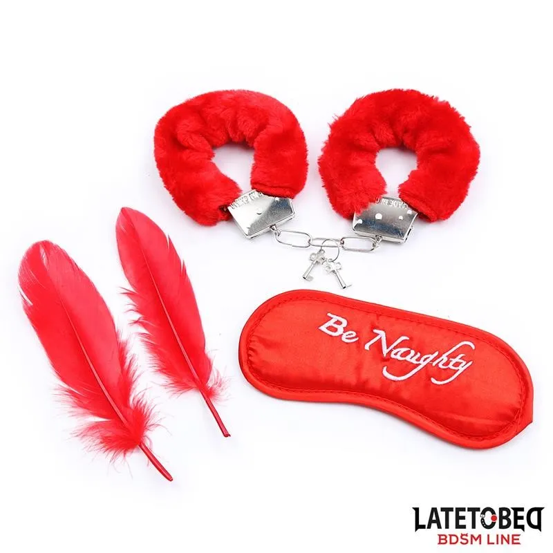 3-Teiliges Bondage-Set Handschellen, Augenmaske und Federn von Latetobed BDSM Line | Fesselliebe.de