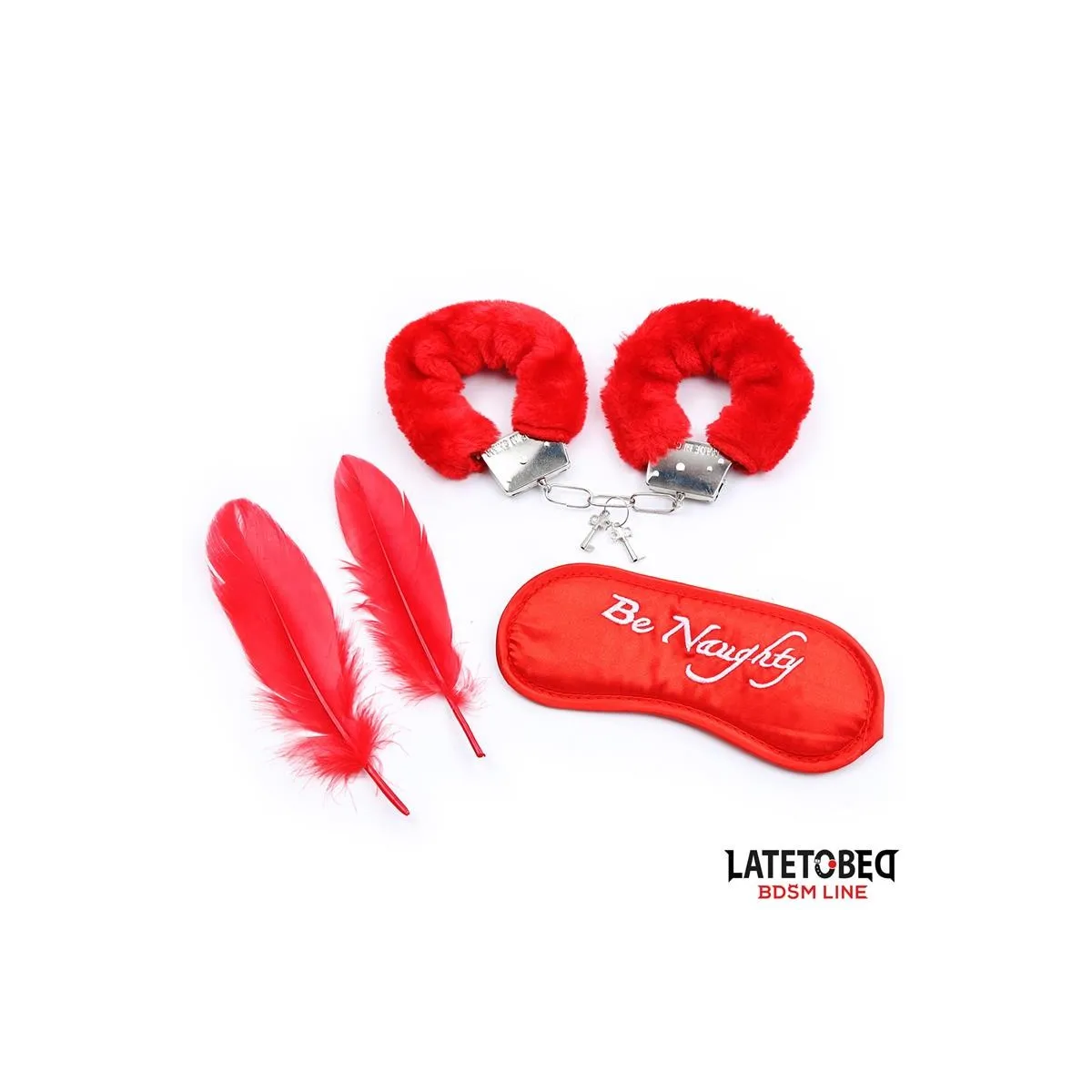 3-Teiliges Bondage-Set Handschellen, Augenmaske und Federn von Latetobed BDSM Line | Fesselliebe.de